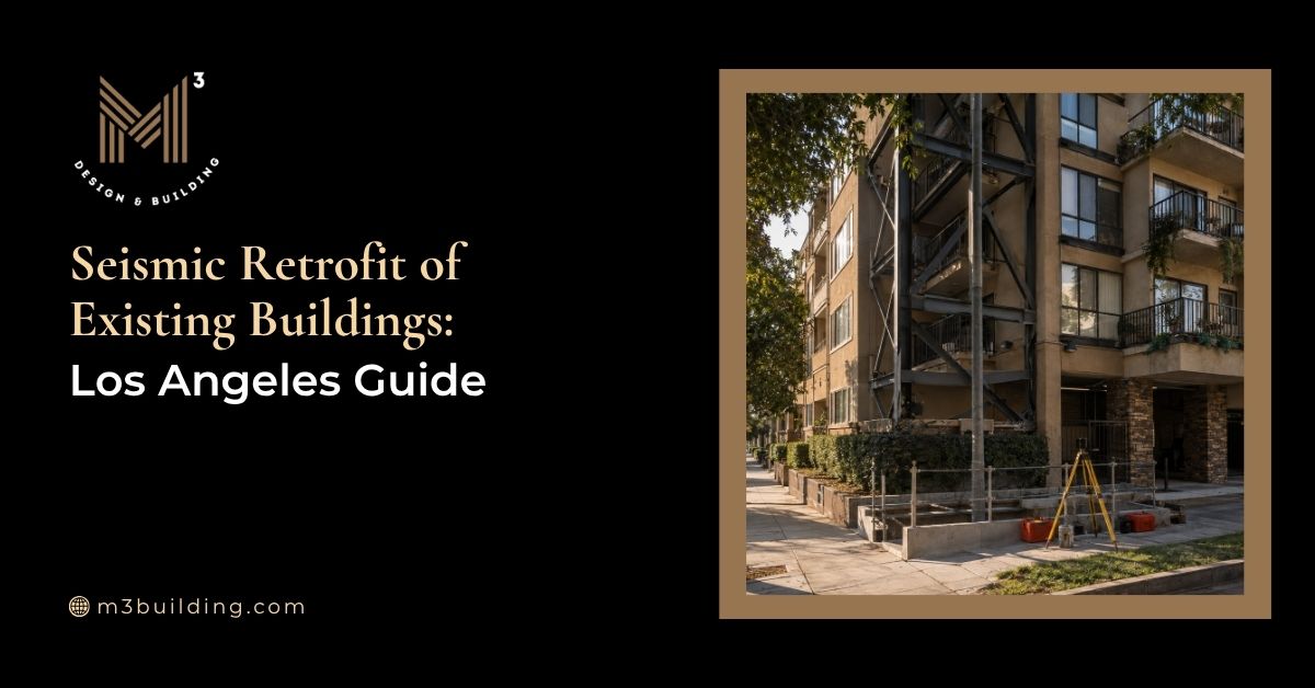 Seismic retrofit of an existing Los Angeles apartment building with exterior steel braced frames installed to improve earthquake resistance.