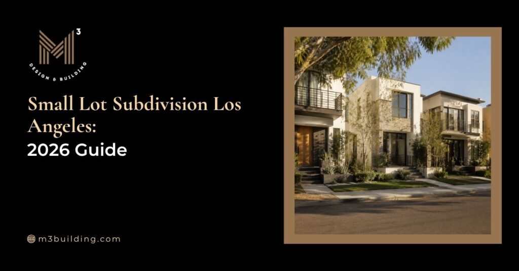 Modern small lot subdivision homes in Los Angeles illustrating separate residential lots with contemporary architectural design.